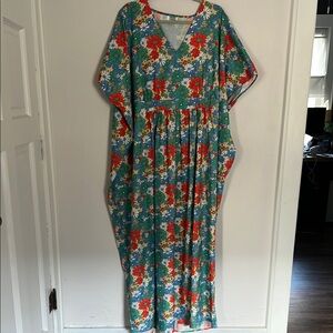 Floral V-Neck Kaftan Dress